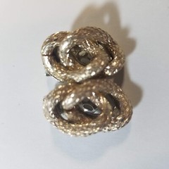 Vintage Flat Back Earrings, Twisted Links Knot, Serpent, Textured, Clip On