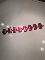 copper and enamel bracelet vintage 1960s reversible with a red & blue sides 7.5”