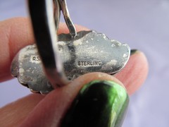VINTAGE OLD PAWN STERLING ROBERT SHAKEY SQUASH BLOSSOM TURQUOISE CORAL RING