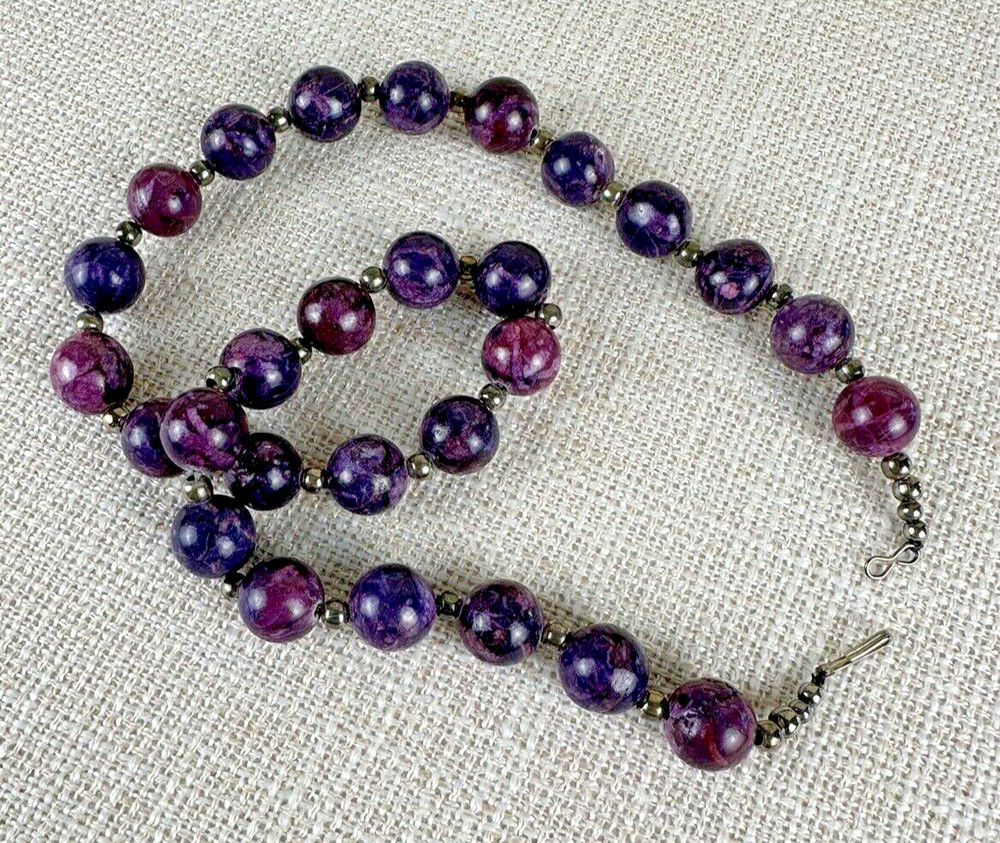 22″ Purple Tourmaline Necklace – 1/2″ Diameter Beads – Beautiful – Varied Shades
