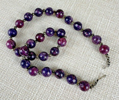 22″ Purple Tourmaline Necklace – 1/2″ Diameter Beads – Beautiful – Varied Shades