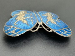 Siam Niello Sterling Silver Blue Butterfly Brooch