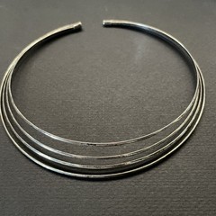 Vintage Silver Collar Choker Necklace Modernist Contemporary Design