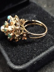 14KT ROSE GOLD PRINCESS RING EMERALDS RUBYS SAPHIRES SIZE 5 3/4 6.3 GRS.