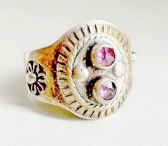 Vintage ring ,made in the USSR , 875 silver,gold plated,ruby ​​/ Size – 8 / USSR