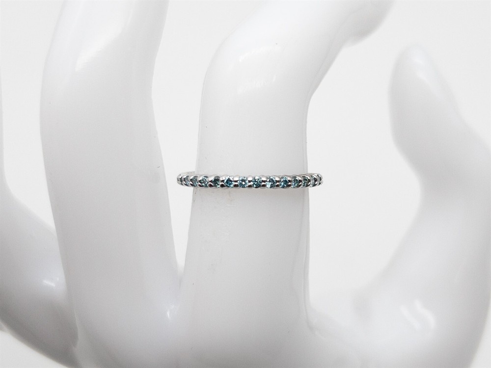 Designer $1800 .75ct VS Genuine Blue Diamond 18k White Gold Wedding Band Ring