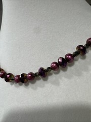 Vintage Beaded Necklace Purple Plum Crystal Faux Pearl Choker Art Deco