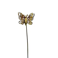 Gold Tone Butterfly Stick Pin With Double Layered Wings & Secure Clutch (1090)