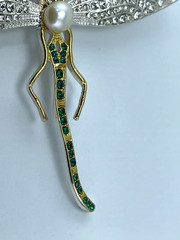 Signed MMA MKM CN Metropolitan Museum Of Art Enamel Rhinestone Dragonfly Brooch