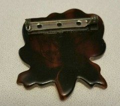 Vintage Man Made Tortoise Shell, Lucite (plastic) Enamel & Rhinestone Pin Brooch