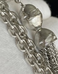 Vintage Kramer Necklace Silver Tone 20in Plus 3.5in Tassel Oval Link Chain 40.2g