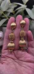 Vintage Monet Bolero Gold Tone Clip On Dangle Earrings 1960s Mid Century Signed