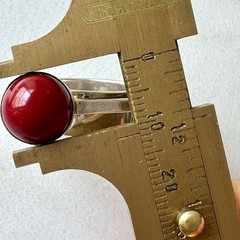 Red Index Finger Modernist Ring Square Geometric SZ 9 Signed Sterling Silver 925