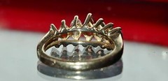14k yellow gold size 4 ring 0.90ct garnet natural diamond pyramid 3.0gr N3074E