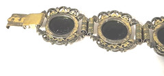 Vintage Judy Lee Iridescent Enamel Gold Tone Book Link Panel Bracelet 7 Inches