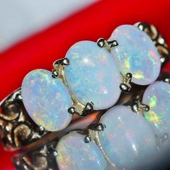 14k yellow gold ring 1.25ct Australian fiery opal size 5.75 antique 3.8gr N3005D