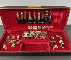 LOT NICE VTG Men’s Tie Tacks Clip Bars Cufflinks W/ Jewelry Case Box