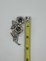 Vintage Beau Sterling Silver Double Rose Brooch Pin 2.5 inches