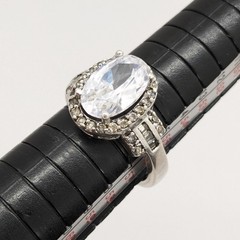 Vintage Elegant RING Silver 925 with Big Bright Stone -size: 8.25US (18mm) | #91