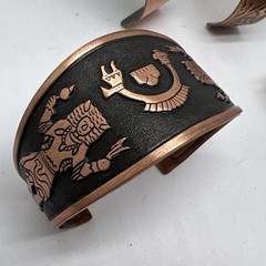 Lot Of 5 Vintage Signed Solid Copper Cuff Bracelet (8457)