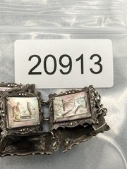 Vintage 800 Silver Carved Mother Of Pearl Bracelet Storyteller Roman Gods READ