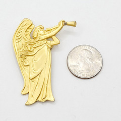 Glorious Figural Trumpeting Angel Gold Tone Hallmarked 1989 Vintage Brooch Pin