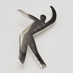 Modern Abstract Dancer Brooch Silver Tone Minimalist Silhouette 1990s Figure Pin
