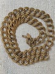 Vintage Miriam Haskell Russian Gold Tone Double Link Necklace Signed