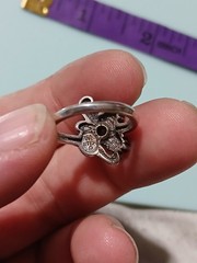 Vintage Wheeler Black Hills Leaf /flower/green Gem/Sterling Silver Ring 6.5