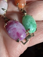 Vintage Link Bracelet Multicolor Stones Prong Set Open Back Small