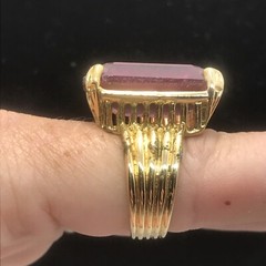 Vintage 18KT GE Gold Plated Large Purple Crystal Unique Cut Ring varied sizes