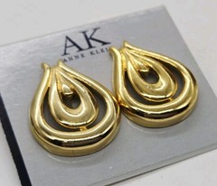 Anne Klein Earrings Pierced Open Teardrop Gold tone Couture Y2K 1.25 in