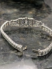 Art Deco 950 Platinum Marquise Diamond Bracelet