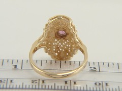 Vintage 10K Yellow Gold Natural Ruby Filigree Ring Size 6.5