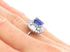 1.94Ct Basaltic Sapphire and 1.07Ct Diamond Platinum Ballerina Ring Circa 1970