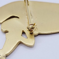Glorious Figural Trumpeting Angel Gold Tone Hallmarked 1989 Vintage Brooch Pin