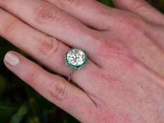 Art Deco Style 3.00Ct Lab-Created Diamond & Emerald Engagement Ring 925 Silver