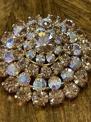 2 Austria Signed Brooches. AB Crystal And Multi Color Blue. Mid Century