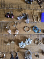 Vtg Retro Costume Lot Of 50 Earrings Clip On Earwire Push Backs