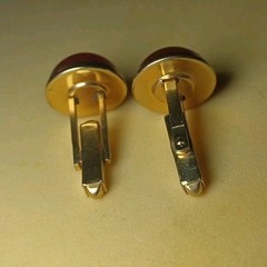 3pc Vtg Swank signed Blue Rivoli Lucite Bullet Back Cufflinks Red & Textured Lot