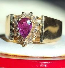 14k yellow gold 0.66ct natural diamond size 5.5 ring ruby vintage heated 4.8gr