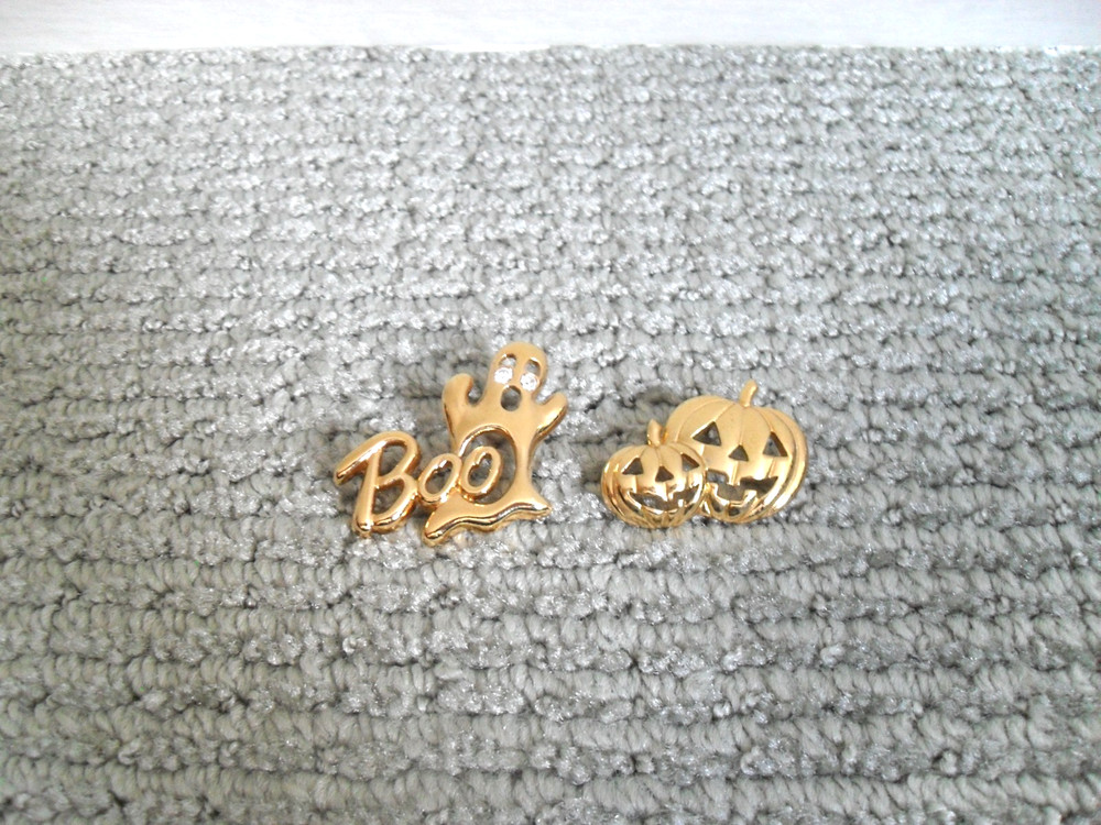 Vintage 1990 AVON Halloween Pins Boo Ghost Rhinestone Eyes + Jack-o-lanterns