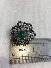 Brooch Theodor Klotz/TEKA Green agate Silver 835 vintage Germany jewellry 1970s