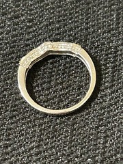 925 Sterling Silver Clear CZ Sparkly Wavy Half Eternity Band Ring 2mm Size 6.75