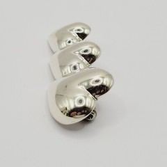 Triple Heart Graduated Sized Puffy Look Sterling Silver 925 Brooch Pin Thailand