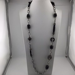 Vtg Necklace 36” SilverT Opera Length Whimsygoth Y2K Boho Chic Station Style