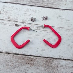 Vintage Earrings for Pierced Ears Unusual Shape Red