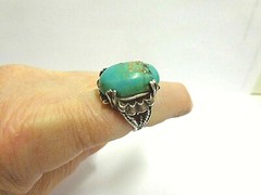 vintage turquoise sterling silver ring sz 5.50 wgt 6.5 grams lg sz stone