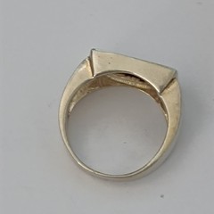 Sterling Silver Signet Ring Mother Of Pearl Modernist Minimalist Clean Design