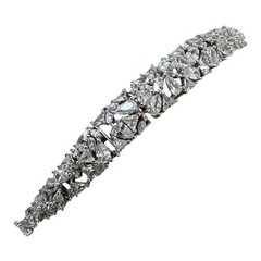Vintage Sterling Silver 925 Cluster Gemstone Tennis Bracelet 7.5″